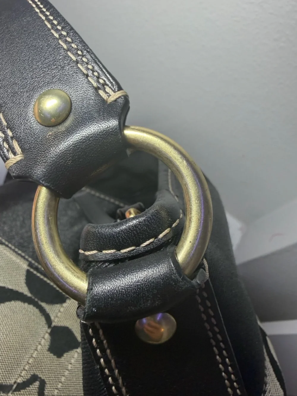 Coach Black and Gray Signature Canvas Shoulder Bag - Picture 13 of 14